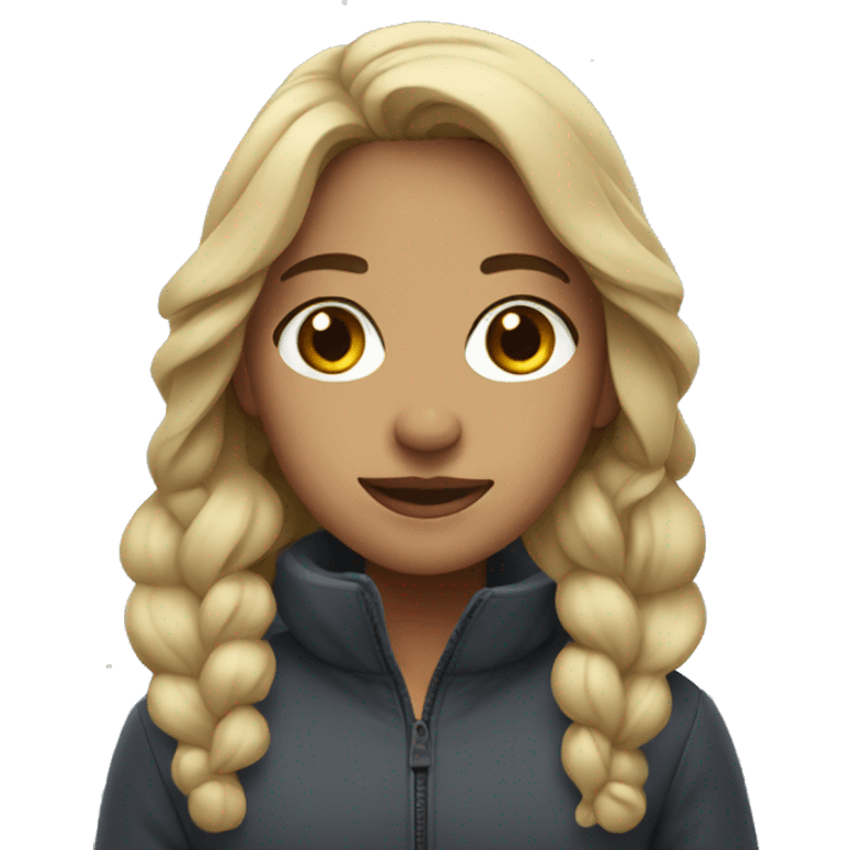 A dark blonde Girl Standing in Snow emoji