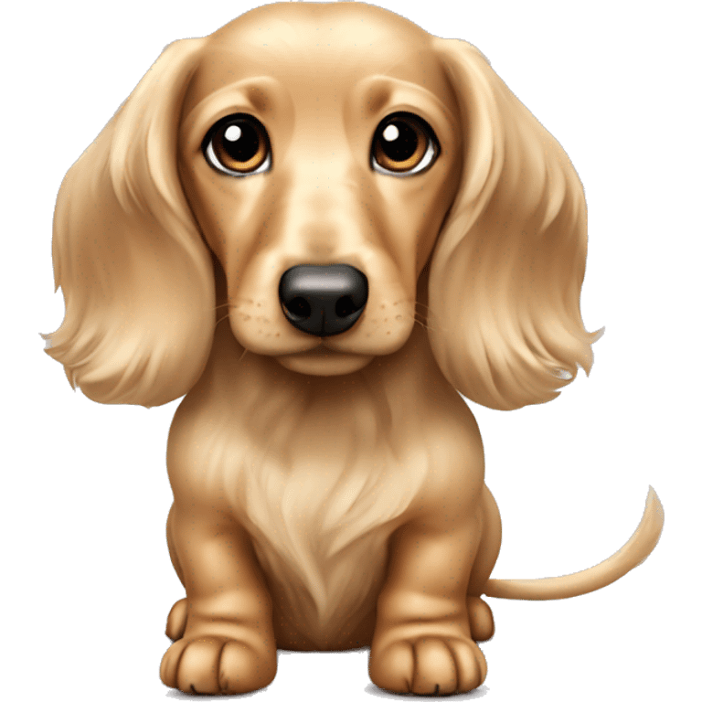 puppy cream  long hair dachshund emoji