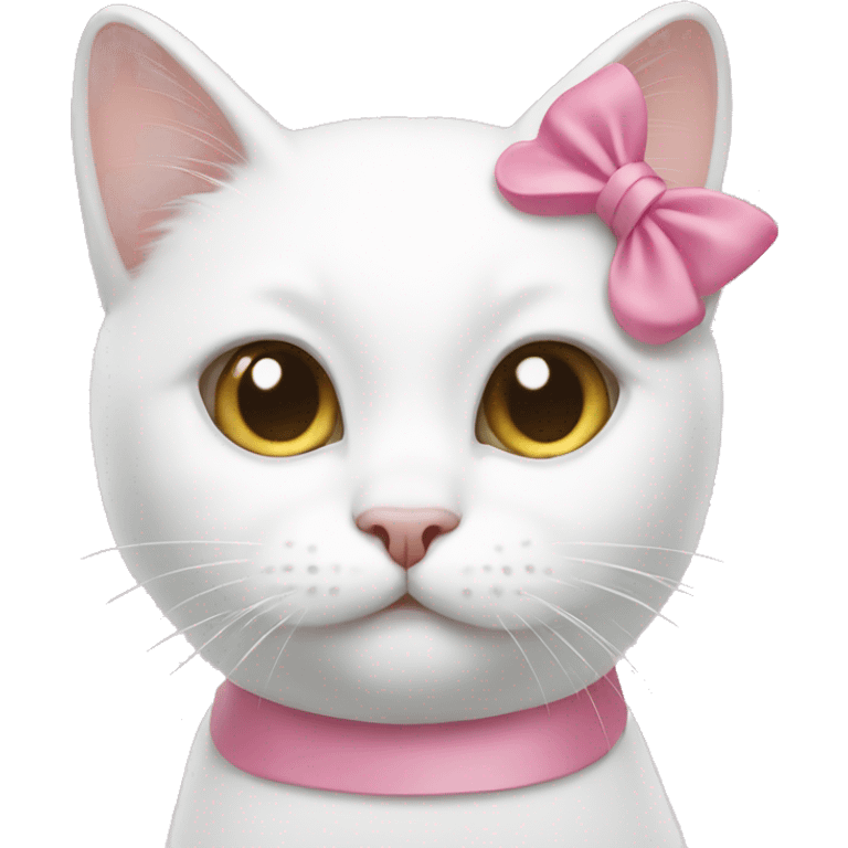 a white cat with a pink bow  emoji