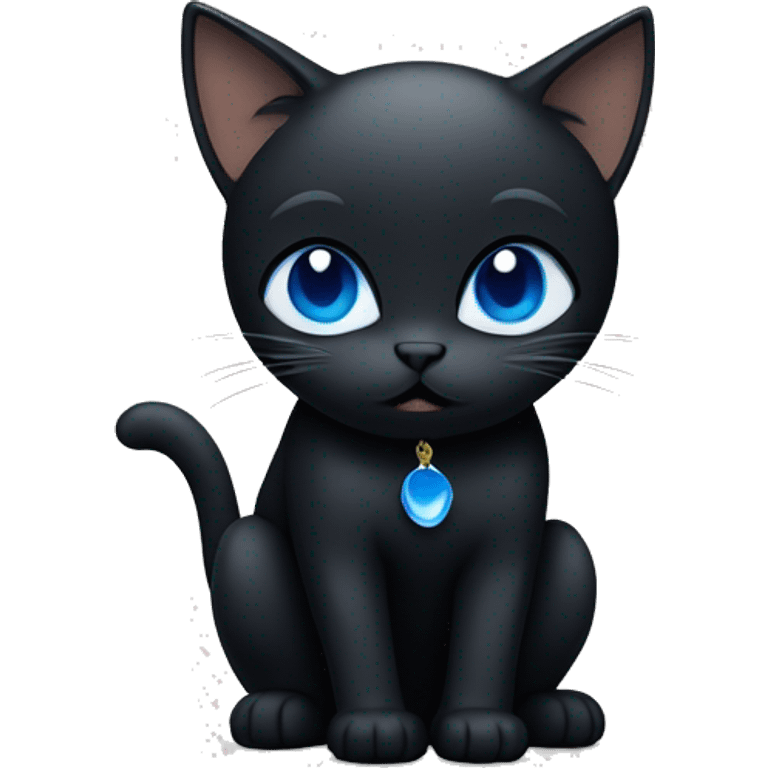 Black cat with blue ayes, crying with tears on his eyes emoji