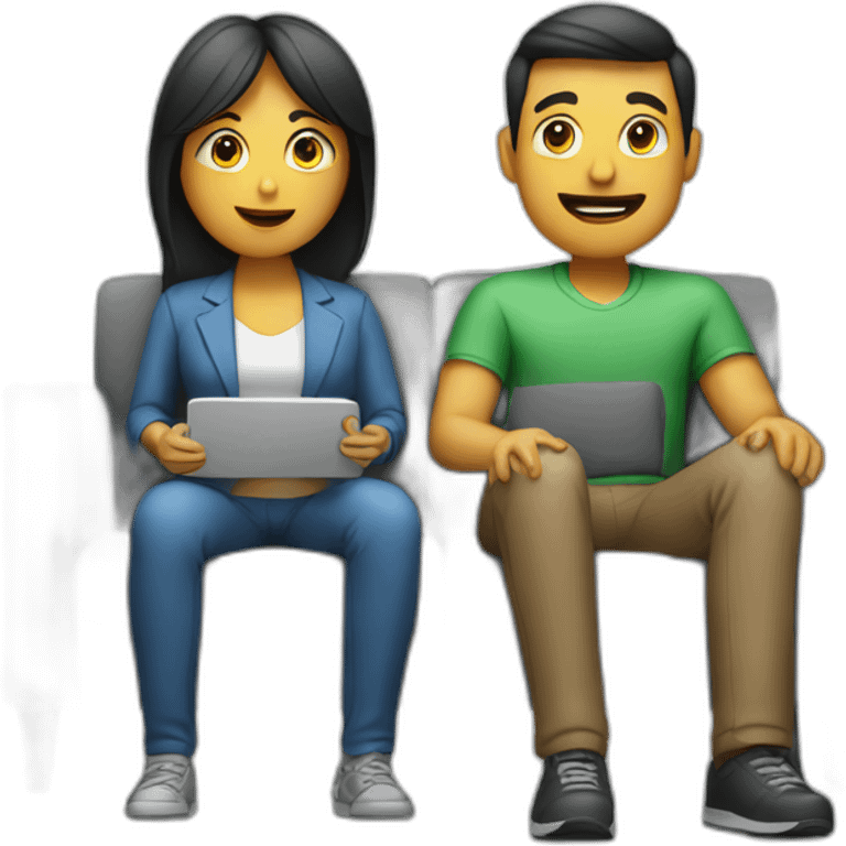 Man and woman seated watching TV emoji