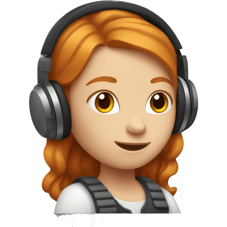 Ginger girl enjoying music in headphones emoji