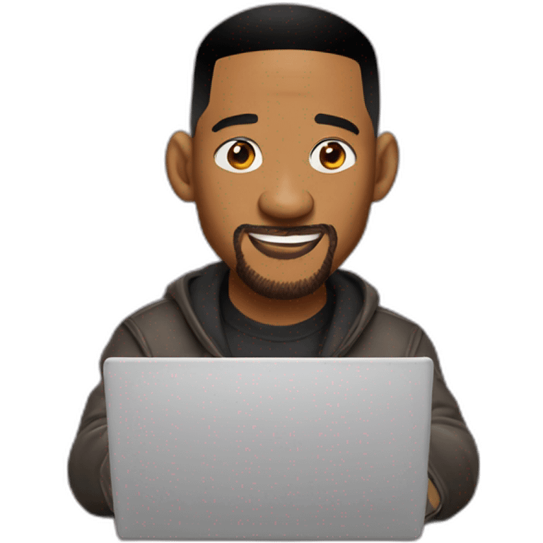 Will smith drink coffe behind a laptop emoji