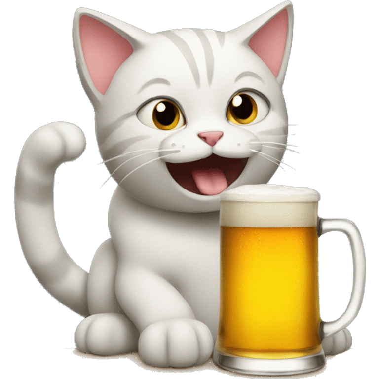 Cat drinking beer emoji