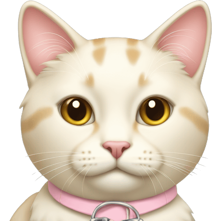 cream cat with light pink collar sitting emoji