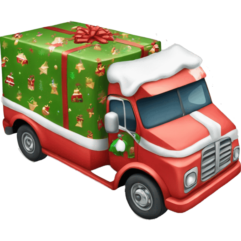 Christmas wrapped truck emoji