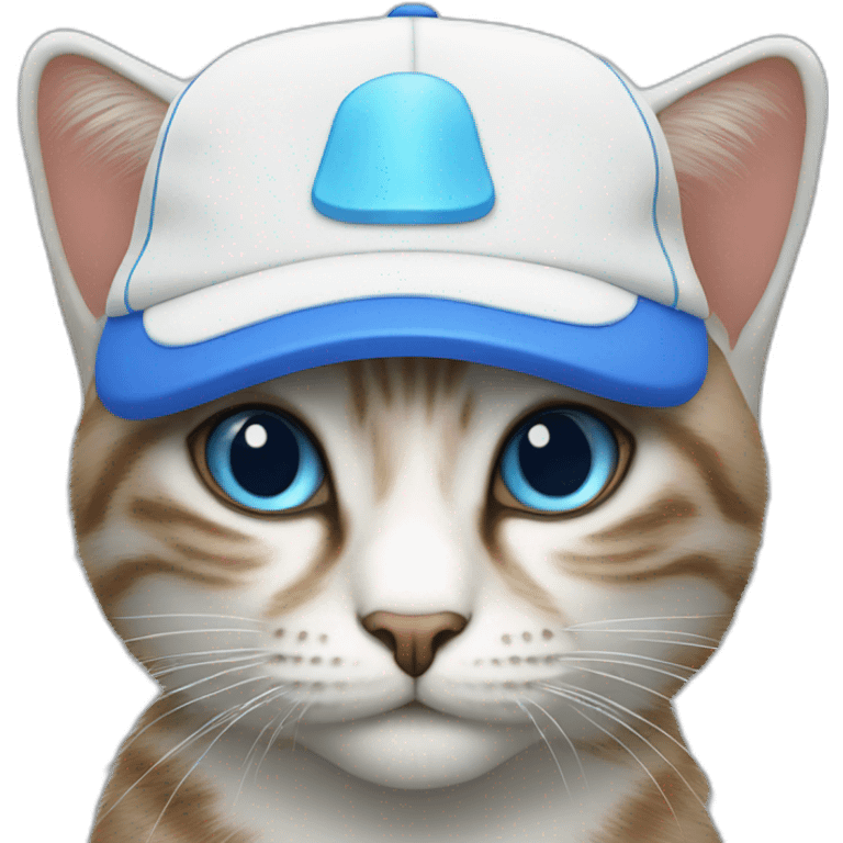 Cat blue xon White hat emoji