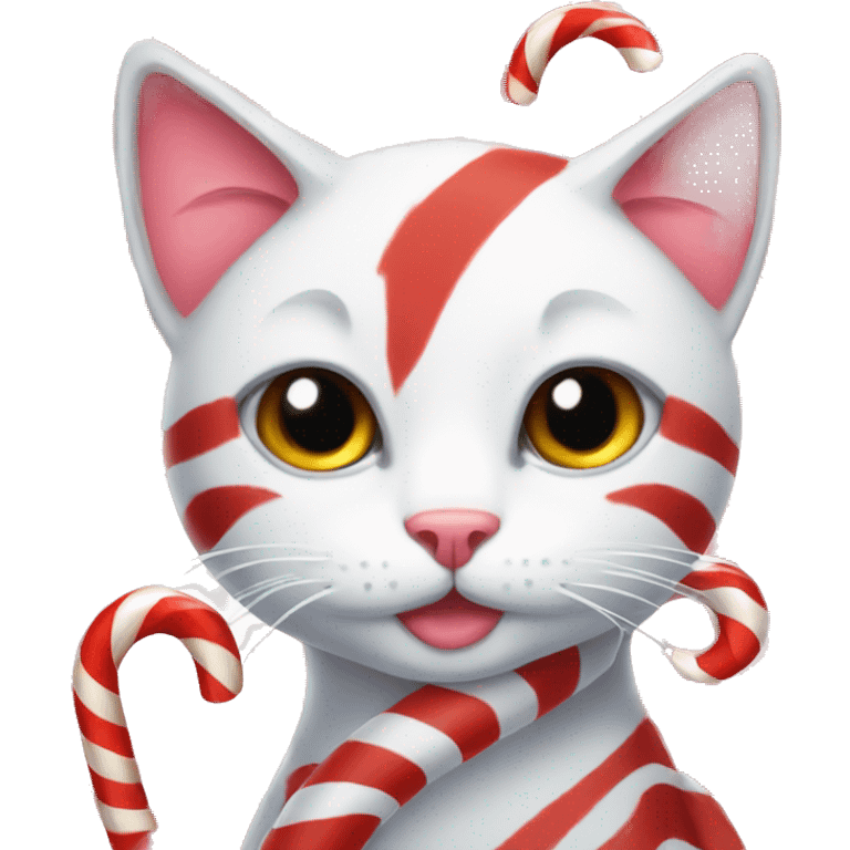 Candy cane cat emoji