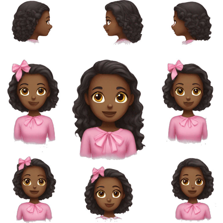 Black girl with pink dress with pink bow emoji