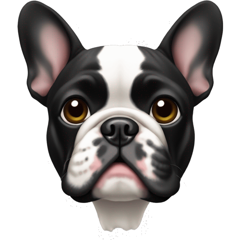 black French Bulldog, featuring the right ear folded forward  emoji