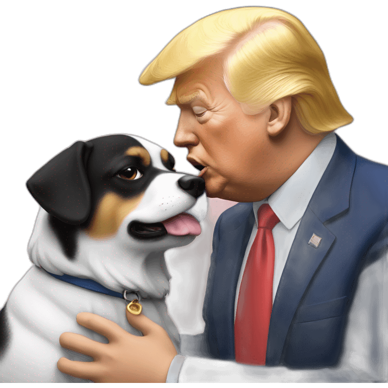 trump kissing a dog emoji