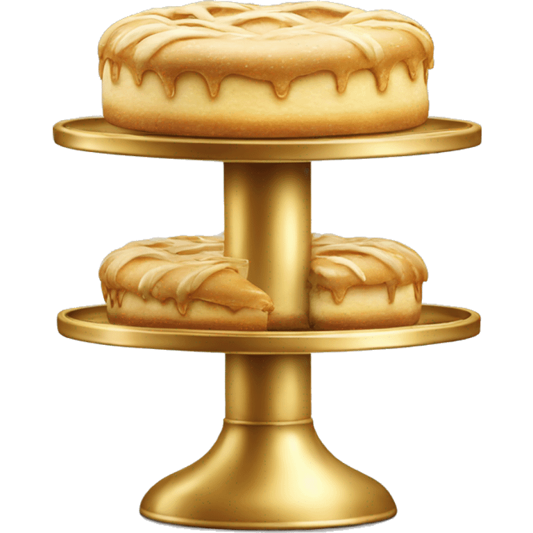 Realistic metallic gold pastry stand isolated  emoji