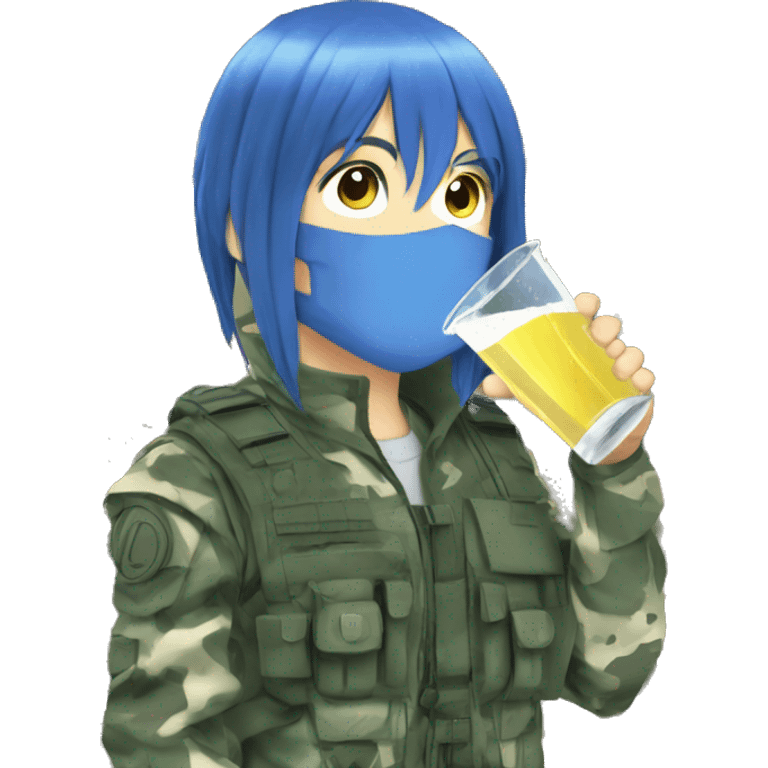 anime blue-hair drinking sipping flectarn camo emoji