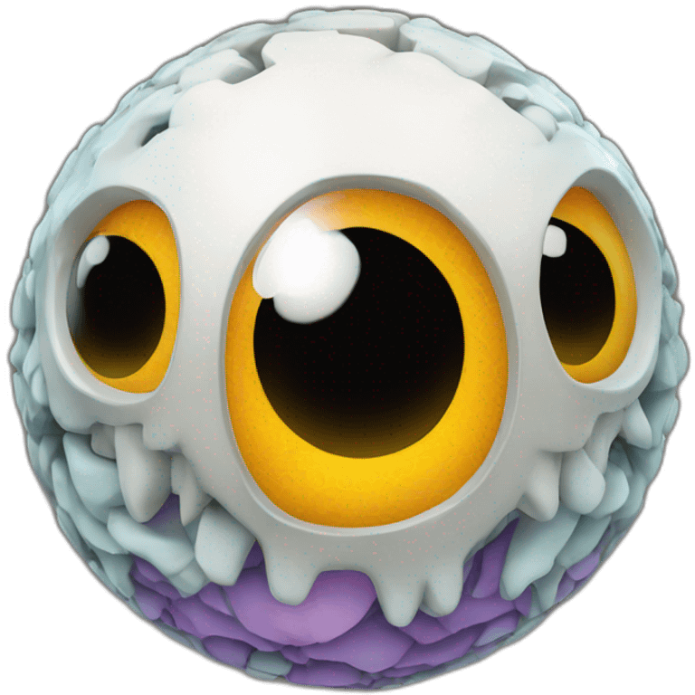 3d sphere with a cartoon colorful repeater Skeleton Horse skin texture with dragon eyes emoji