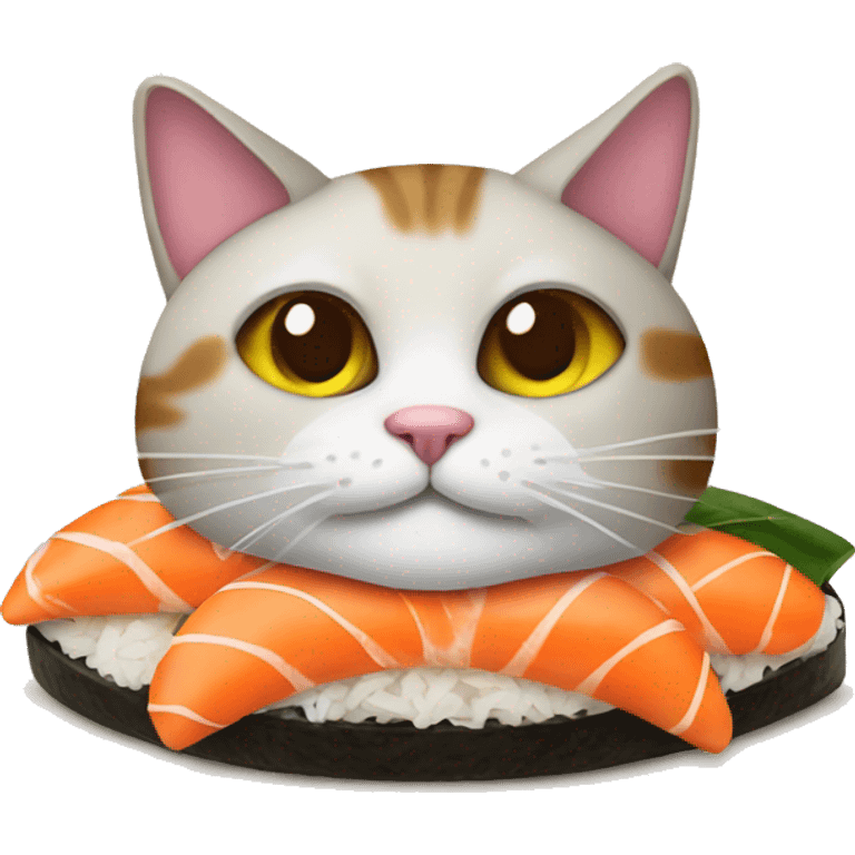 cat wearing sushi as a hat emoji