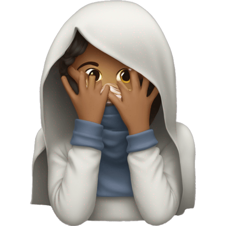 Shy girl with her hiding her face emoji