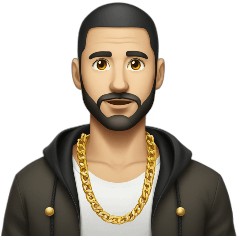 Russian male thug wearing gold chain with black short hair and short beard emoji