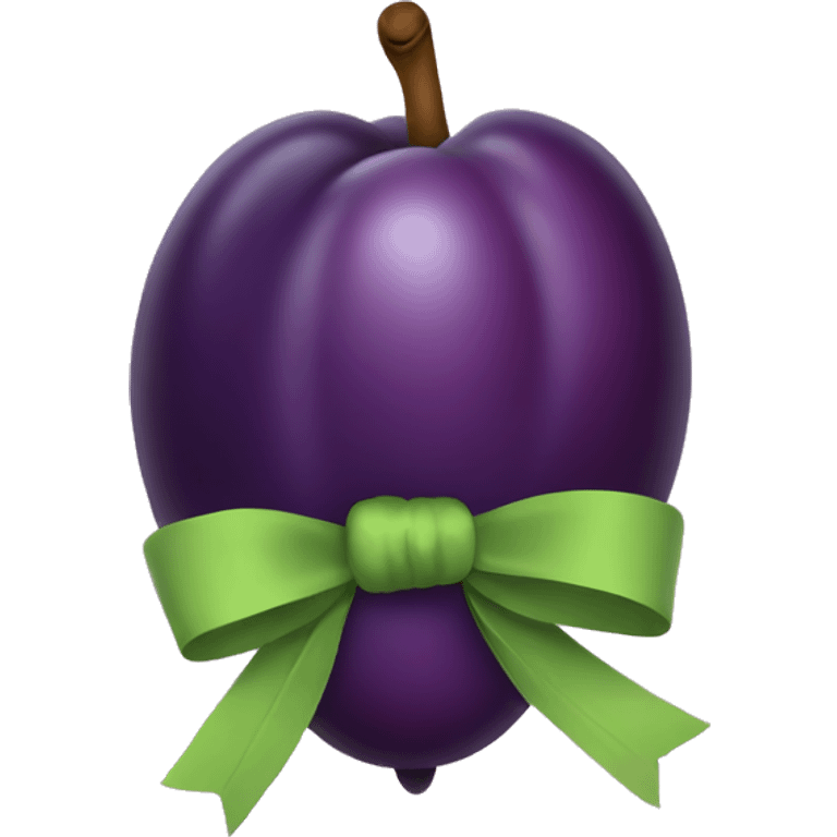 Plum with a bow emoji