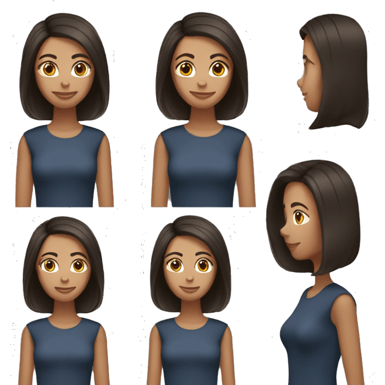 woman with straight shoulder length dark brown hair   emoji