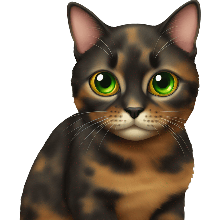 tortoiseshell cat with only one green eye emoji