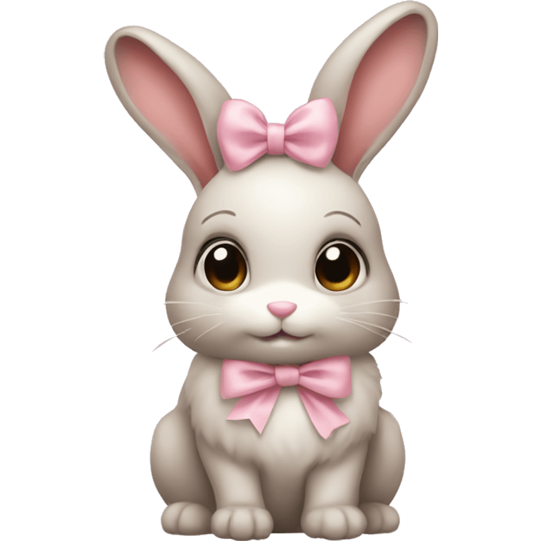 bunny with pale pink bow emoji