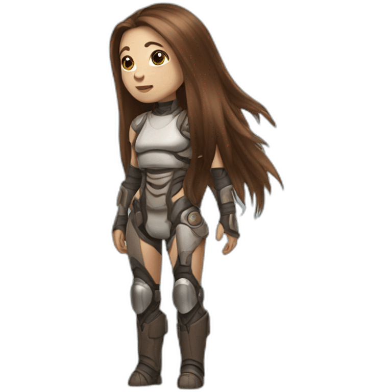 Girl with long brown hair cyborg and mamouth trunk emoji