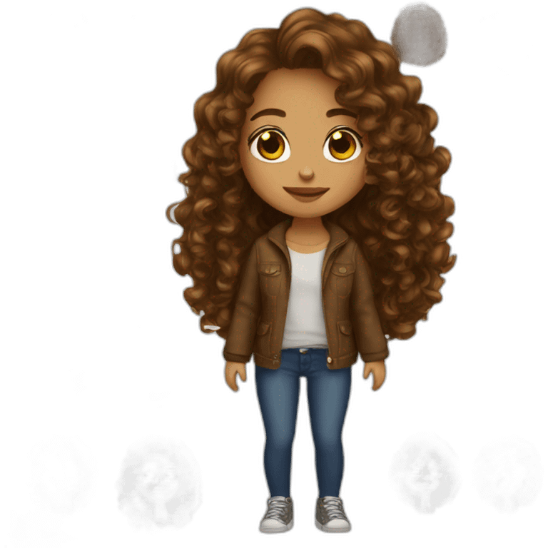 Girl long curly Brown hair emoji