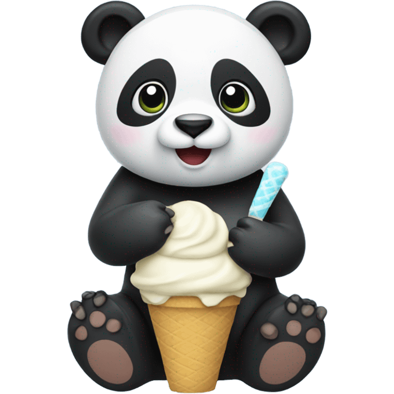 Panda eating ice cream emoji