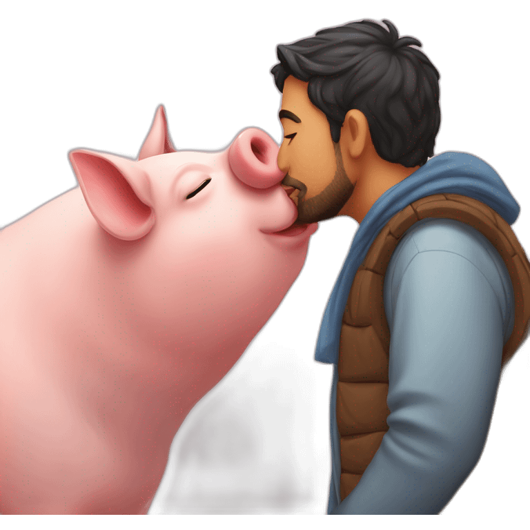 arabic guy kissing a pig emoji