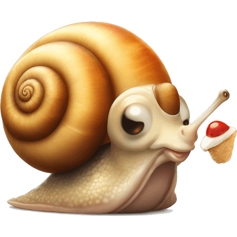 Cute snail eating chicken emoji