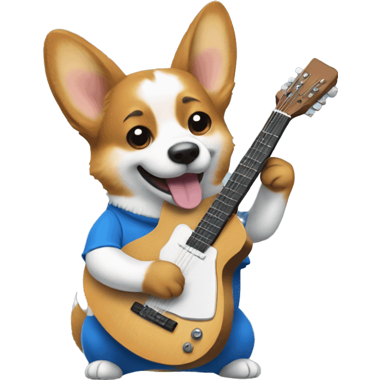 Corgi playing a blue guitar emoji