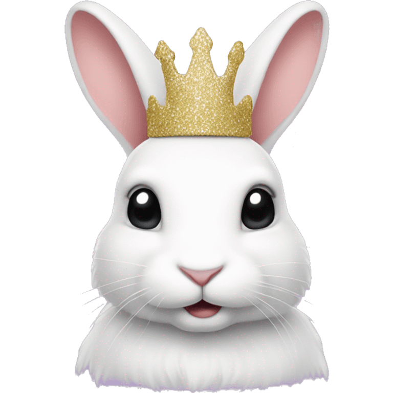 White rabbit with a glitter crown  emoji