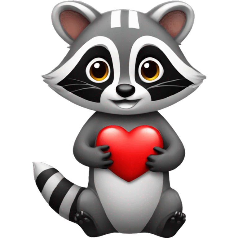 Raccoon holding a heart emoji