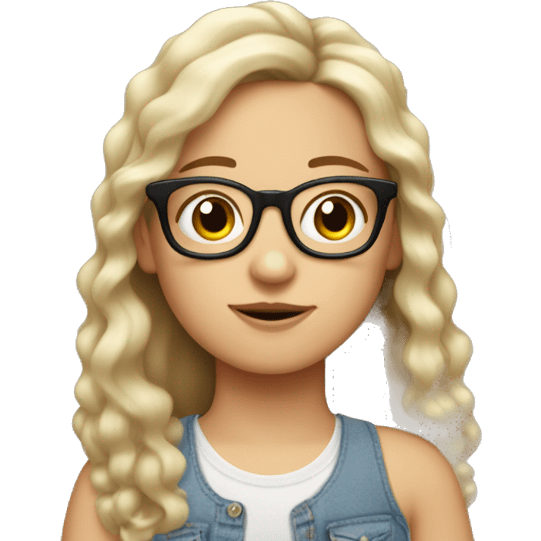 a white girl with cabello ondulado and glasses  emoji