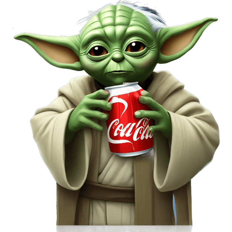 Master Yoda drinking coca cola in space emoji