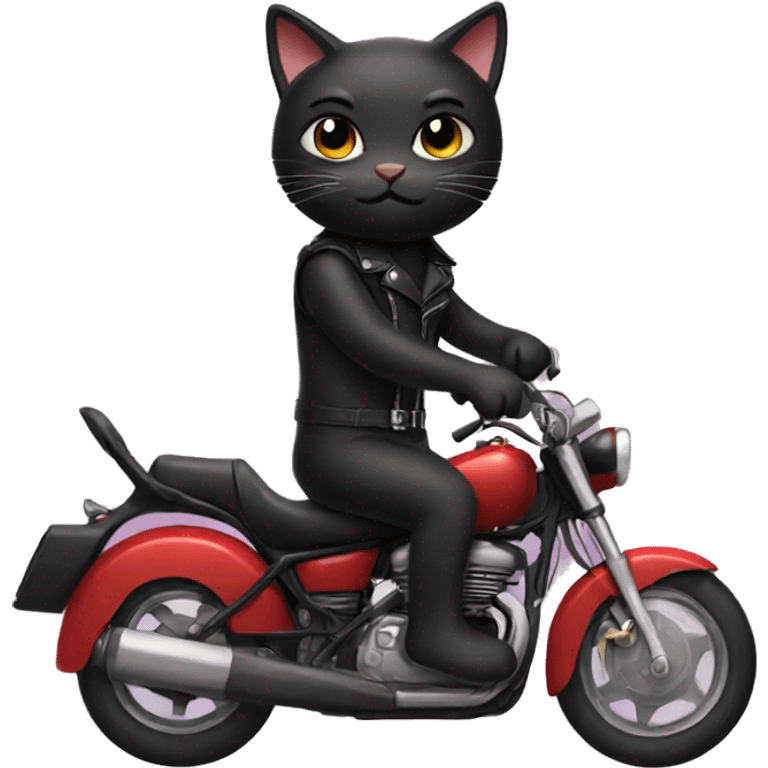 black cat riding a motorcycle  emoji