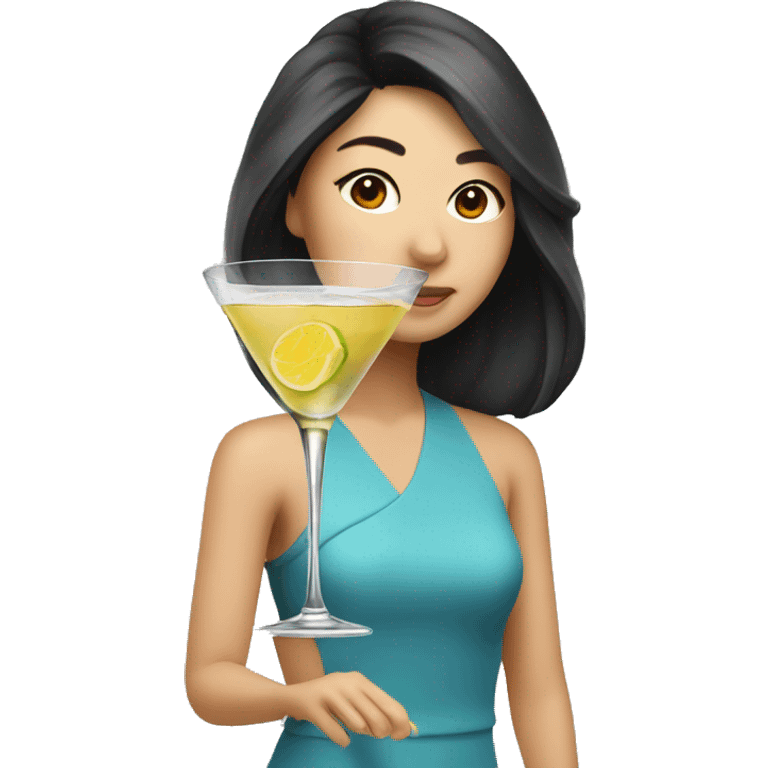 Pretty Asian cool drinking martini emoji