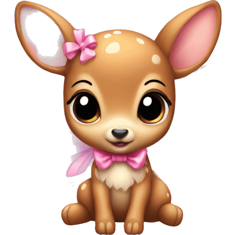 baby deer with fairy wings and a pink bow around its neck  emoji