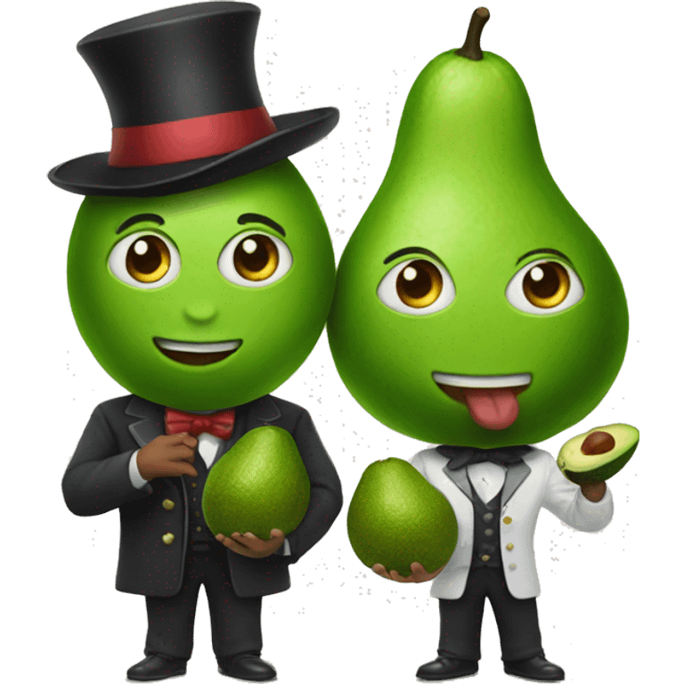 Two magicians with avocados emoji