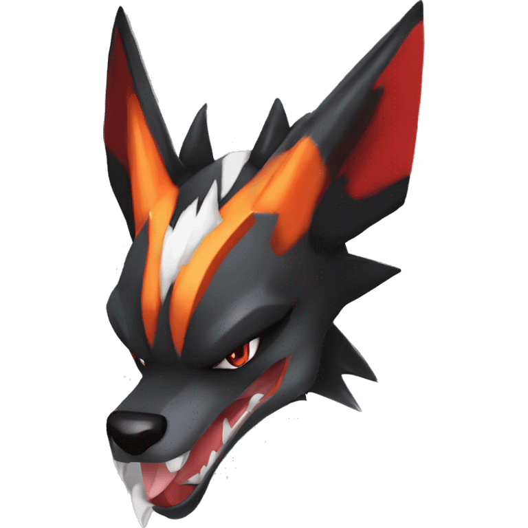 Black Cool Edgy Anthro Sharpedo-Sergal-Houndoom-Charizard Fakémon  with White and Red Edgy markings emoji