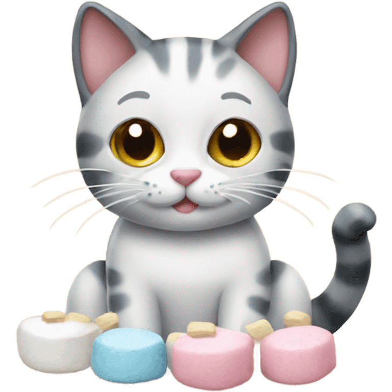 Cat with marshmallows  emoji