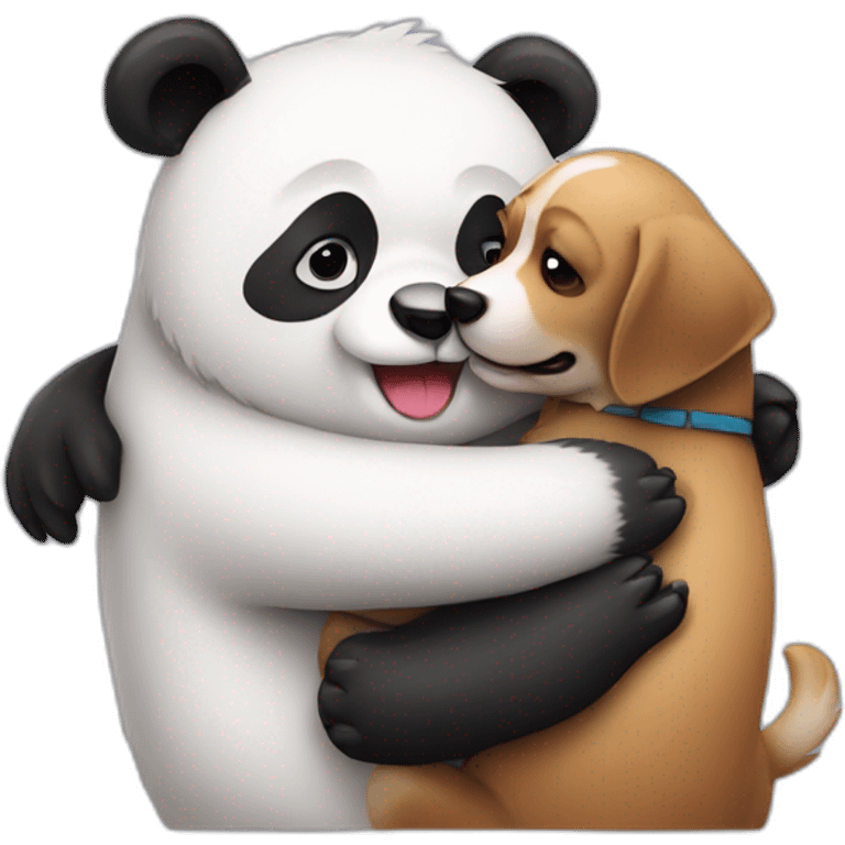 Panda and dog hugging  emoji