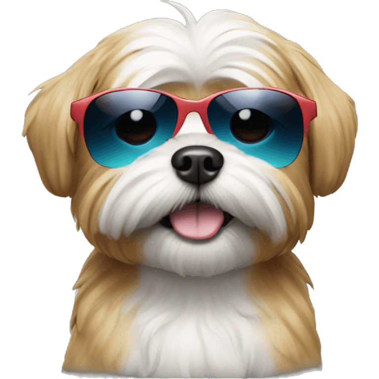 A shitzu dog with sun glasses emoji