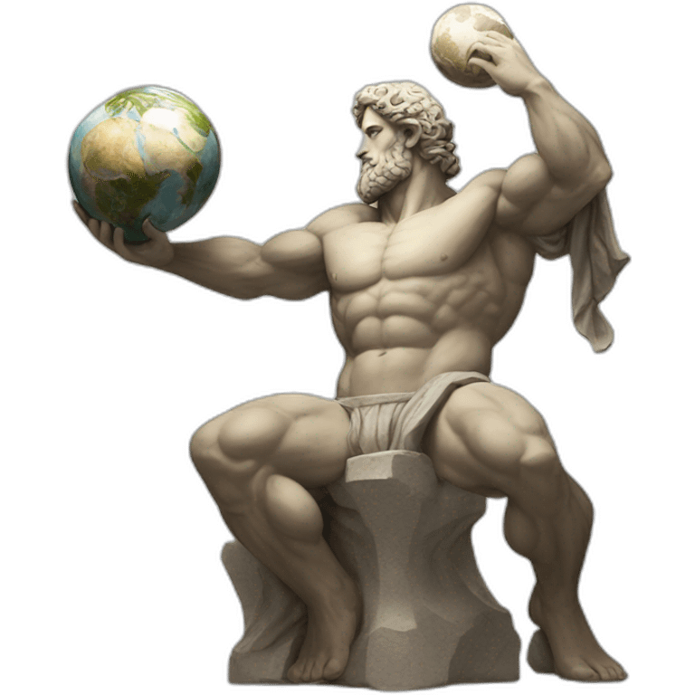 Sculpture of Atlas the Greek titan holding earth emoji