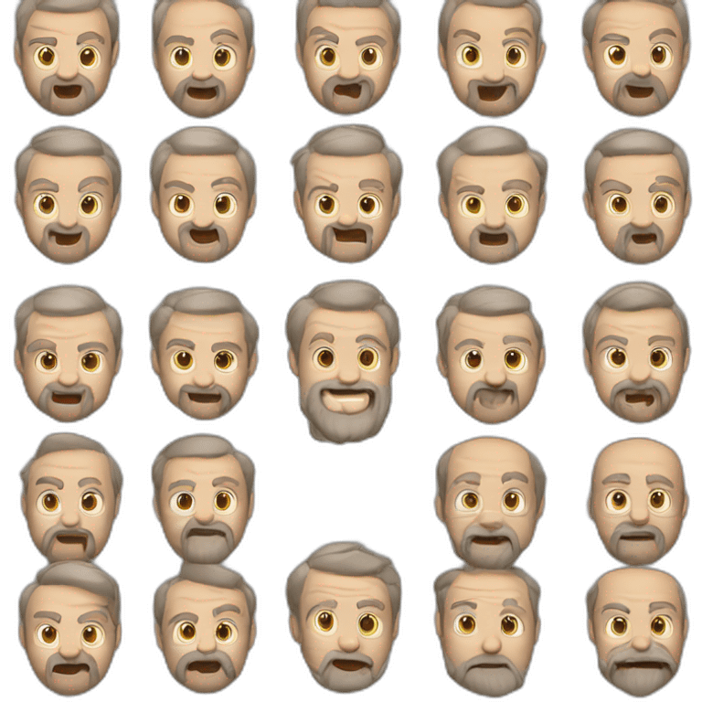 Hyperactive chaotic white guy with brown hair and grey beard. emoji