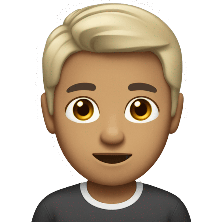 menino criança, loiro, cabelo curto, olhos   castanhos e pele bege claro emoji