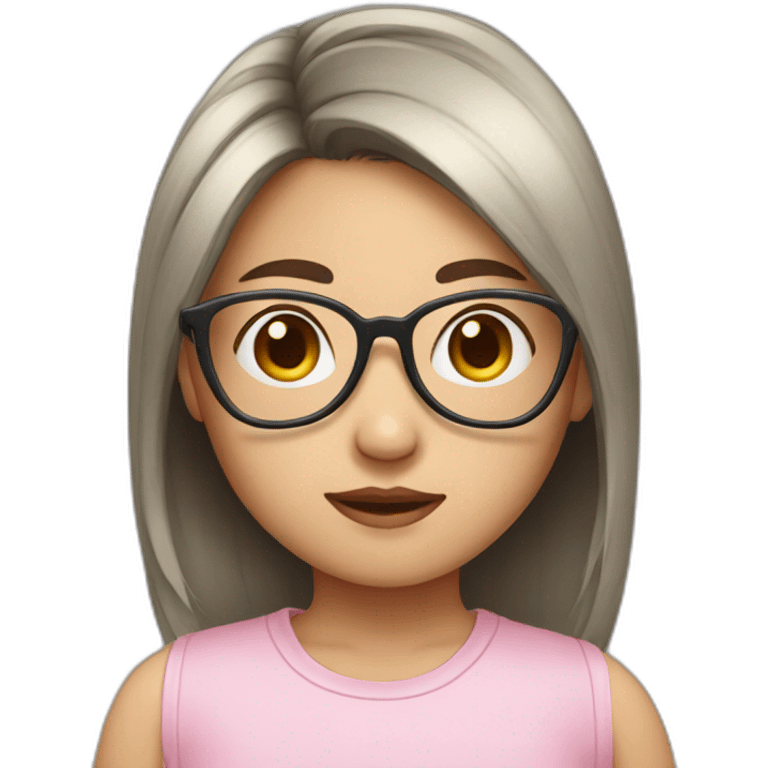 Asian Girl with back hair wearing heart shaped glasses emoji