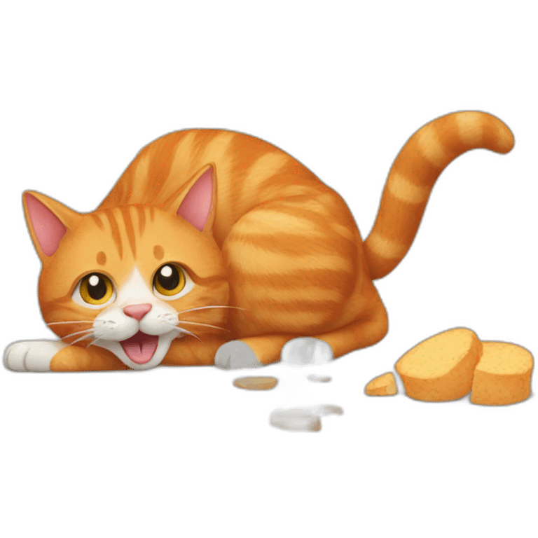 a ginger cat eating a mouse emoji