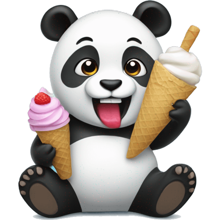 Panda eating ice cream emoji