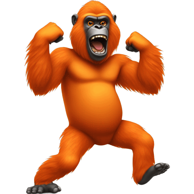 A dancing orange gorilla emoji